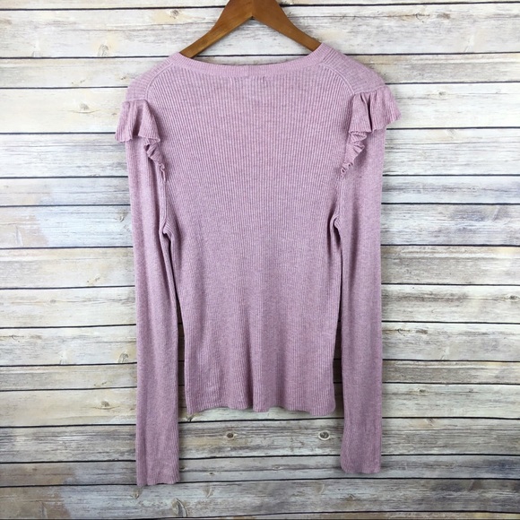 Madewell Ribbed Ruffle Sleeve Pullover Sweater L - Picture 8 of 8